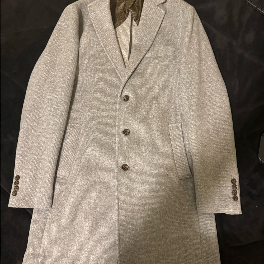 Tasso Elba Gray Coat with Dark Buttons